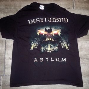 Retro Disturbed Asylum Black Concert Band Tour Short Sleeve Shirt T-shirt XLarge